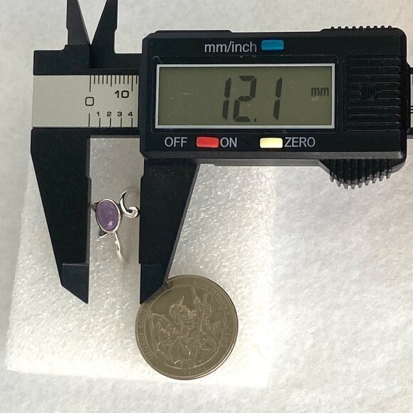 Sterling Silver 925 Oval Amethyst Cabochon Kitty Cat Band Ring Size 6 Cat Lover - Picture 15 of 16